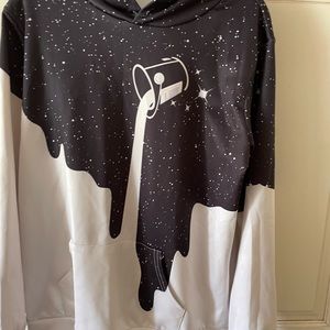 Flychen Pullover Hoodie Sz Small Painting Earth Galaxy Graphic